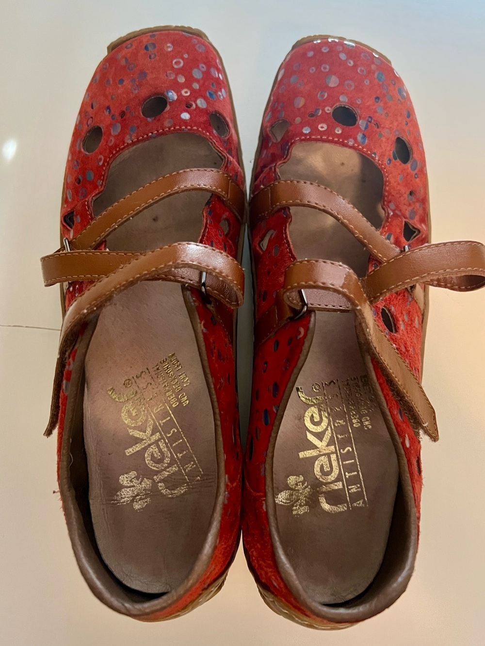 Rieker Antistress Mary Jane Flats - Red Polka Dot - EU 37